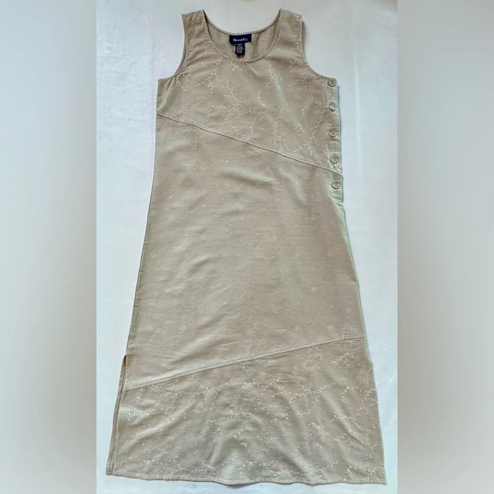 Linen Blend Sleeveless Embroidered Eyelet Maxi Dress (S) - Picture 6 of 16